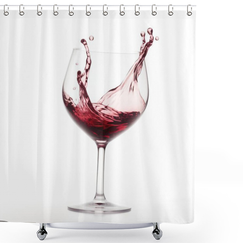 Personality  A Pristine Glass Of Red Wine Captures A Dynamic Splash, Showcasing Elegance And Vibrancy. Shower Curtains