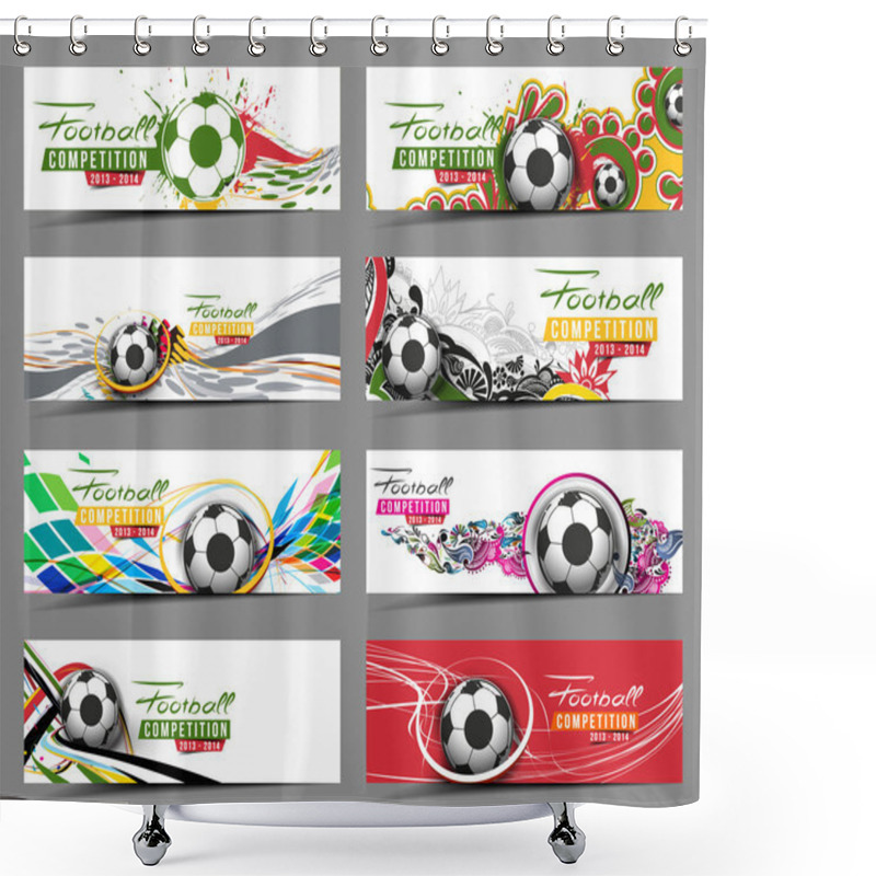 Personality  Set Of Football Event Banner Header Ad Template Design. Shower Curtains