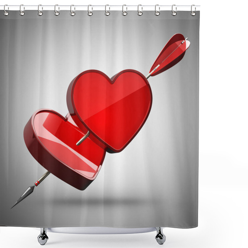 Personality  Two Hearts Pierced By An Arrow Shower Curtains