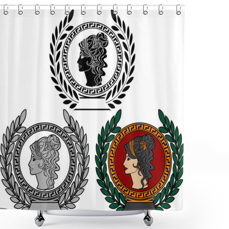 Personality  Glory Of Roman Woman. Vector Illustration Shower Curtains