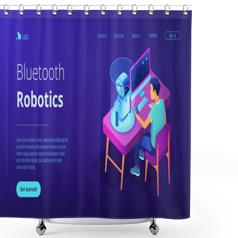 Personality  Robotics Programming Isometric3D Landing Page. Shower Curtains