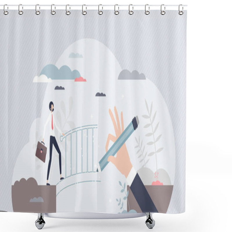 Personality  Facilitation And Favor For Obstacle Overcome And Support Tiny Person Concept Shower Curtains