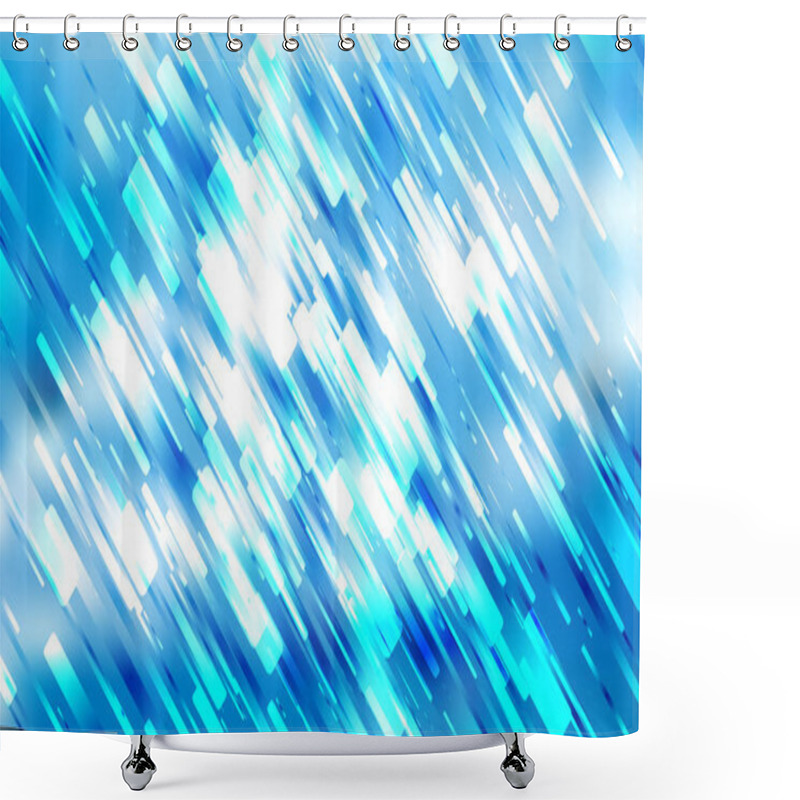 Personality  Blue And White Diagonal Random Lines Background Design Shower Curtains