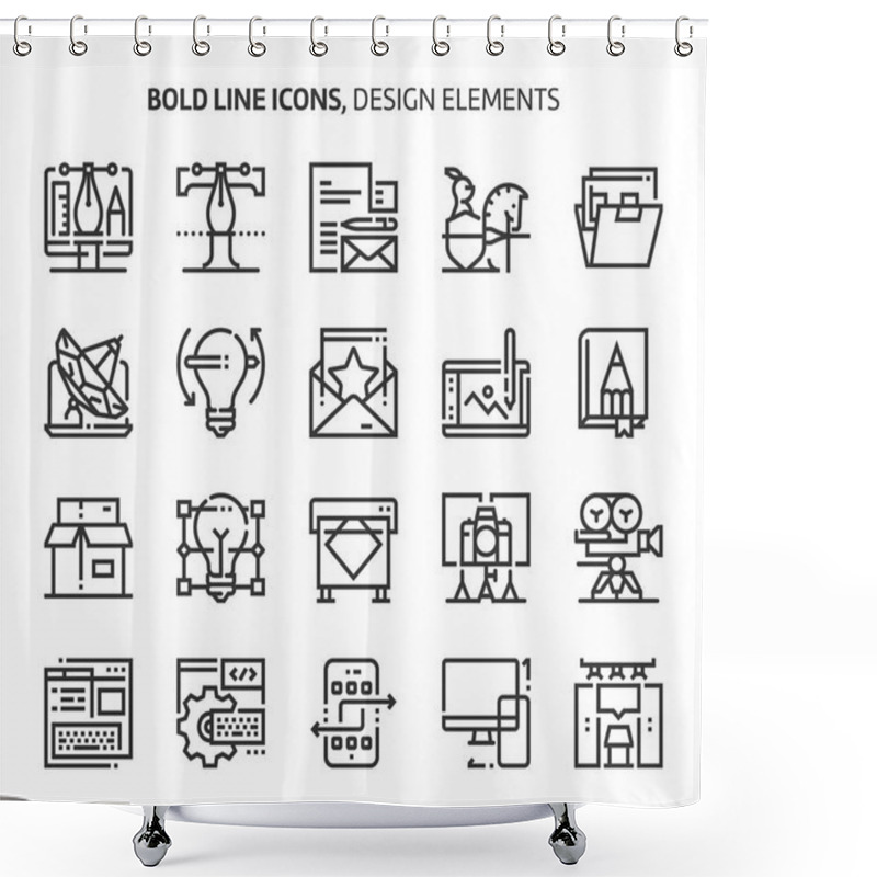 Personality  Design Elements, Bold Line Icons Shower Curtains