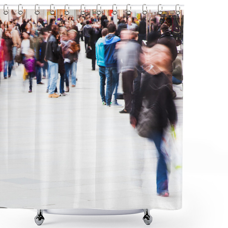 Personality  Crowd Of Shopping People In Motion Blur In The City Shower Curtains