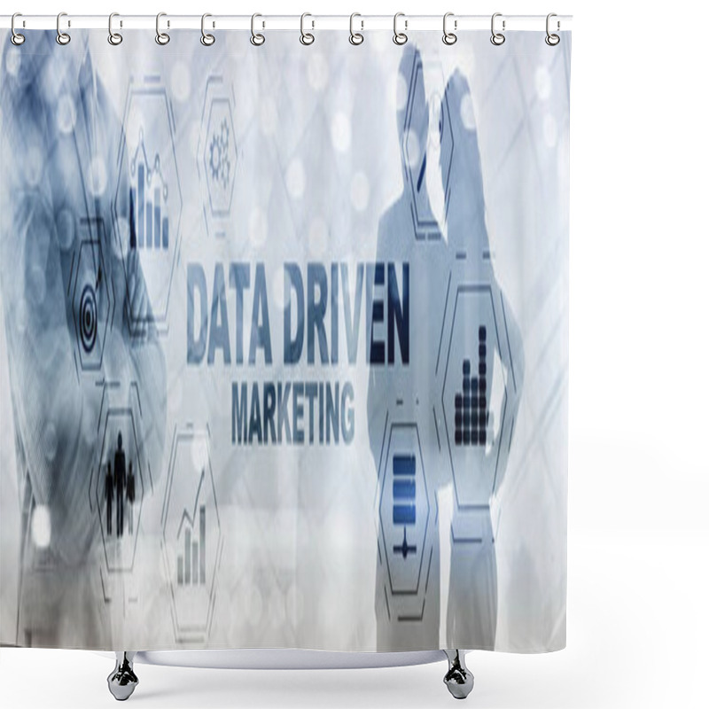 Personality  Data Driven Marketing Concept On Abstracct Toned Image. Shower Curtains