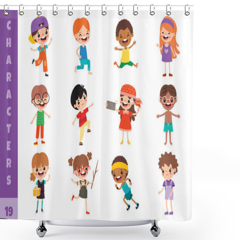 Personality  Cartoon Children Doing Different Activities Shower Curtains