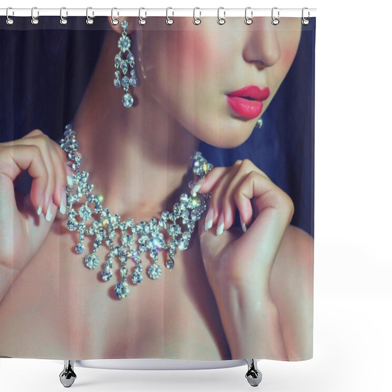 Personality  Fashion Woman With Jewelry Precious Decorations. Shower Curtains