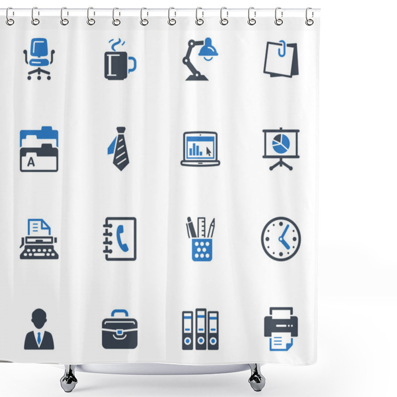 Personality  Office Icons - Blue Series Shower Curtains