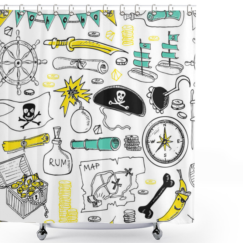 Personality  Pirates Seamless Pattern Shower Curtains