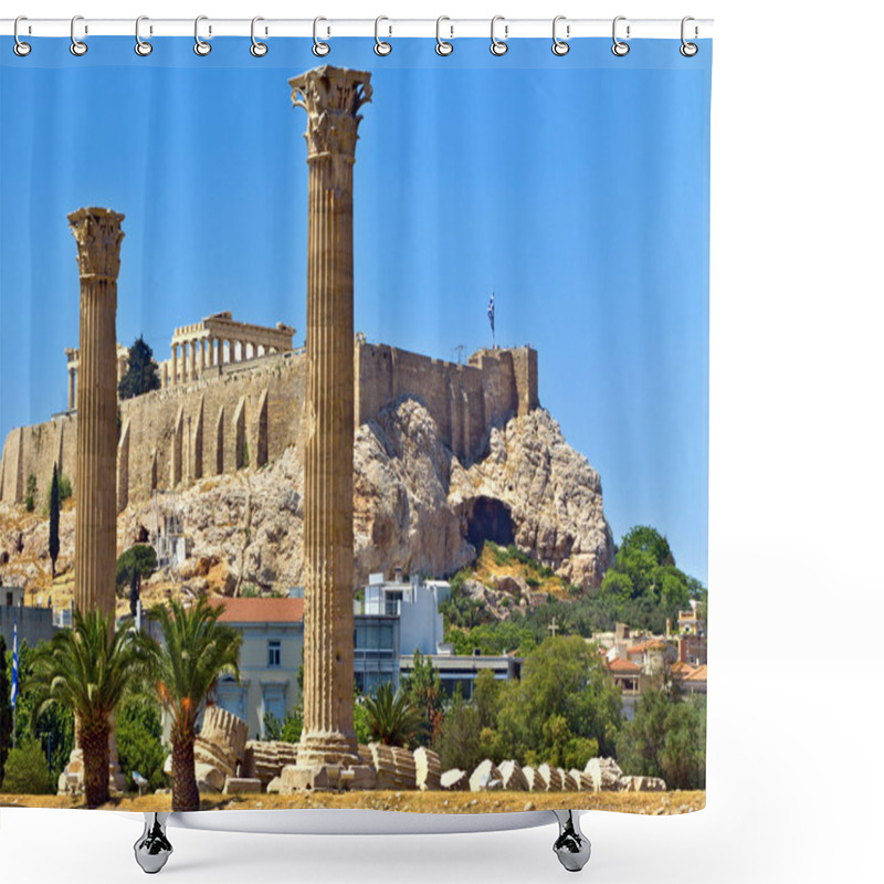 Personality  Temple Of Olympian Zeus And The Acropolis In Athens, Greece Shower Curtains