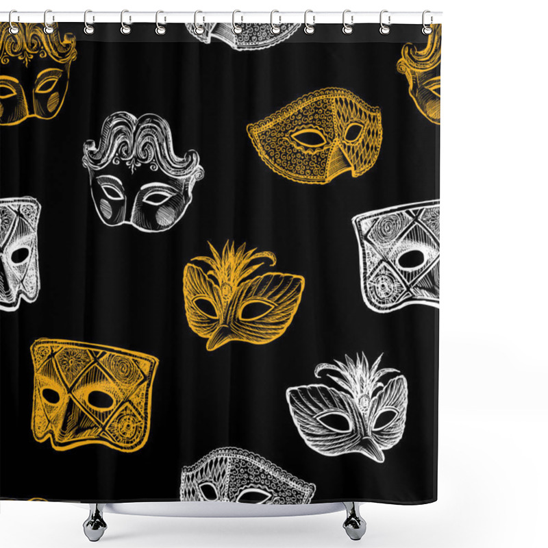 Personality  Seamless Background Of Carnival Masks Shower Curtains