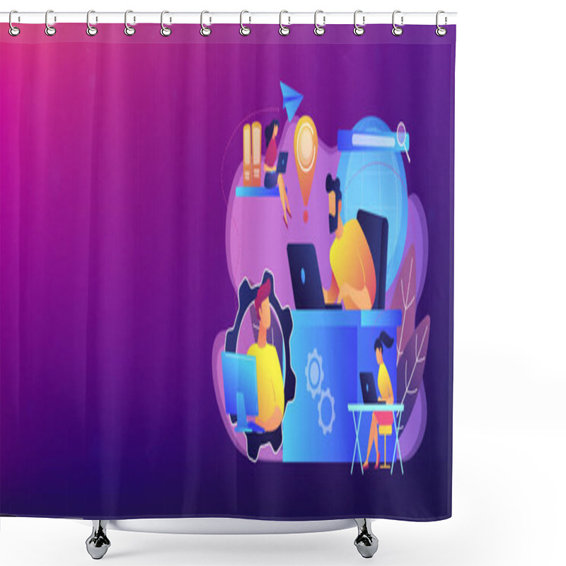 Personality  Global Network Connection Concept Banner Header. Shower Curtains