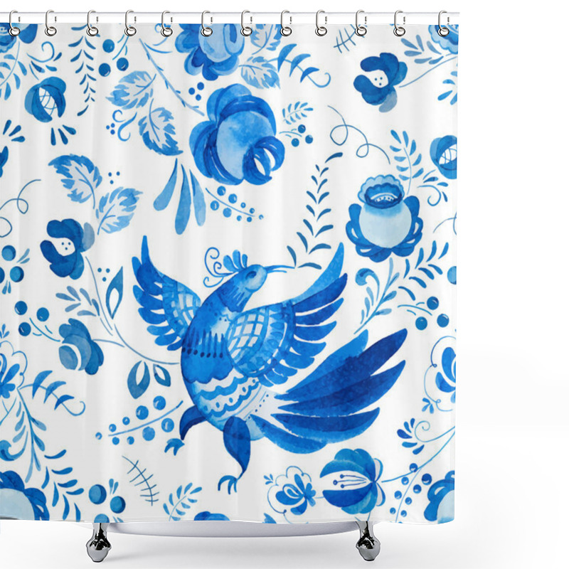 Personality  Russian Gzhel Pattern Shower Curtains