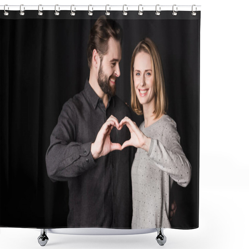 Personality  Smiling Young Couple Shower Curtains