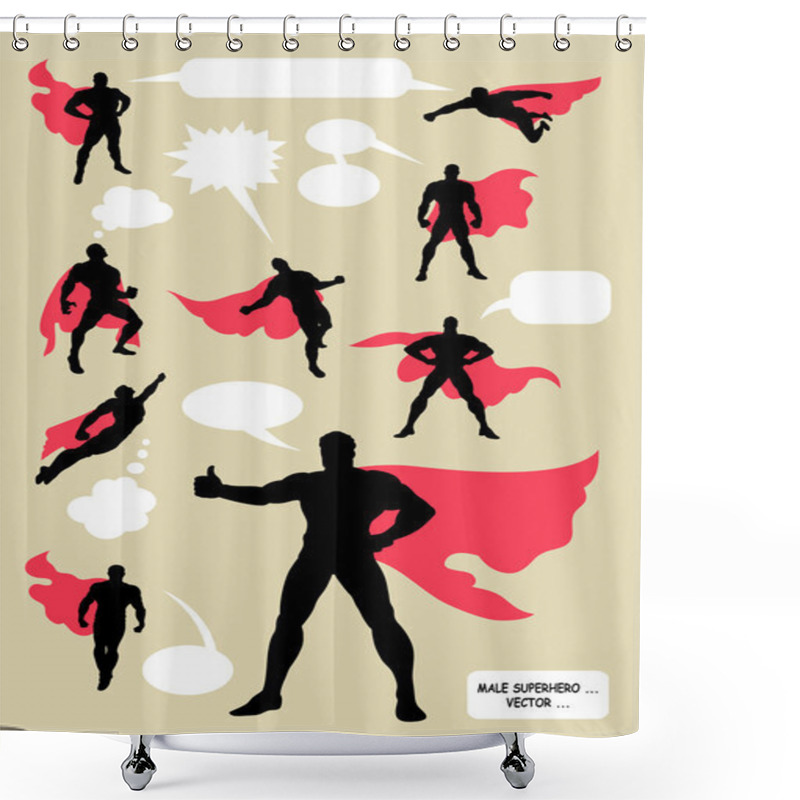 Personality  Male Superhero Silhouettes Shower Curtains