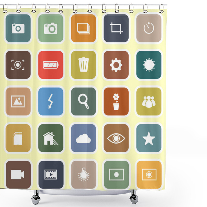 Personality  Photography Flat Icons On Light Background Shower Curtains