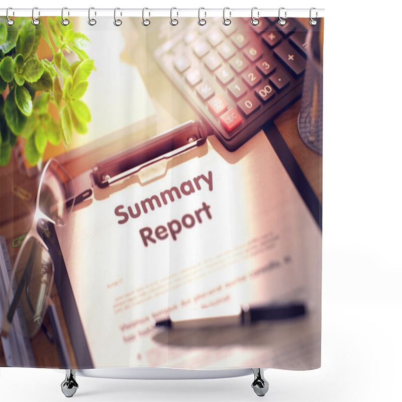 Personality  Summary Report - Text On Clipboard. 3D. Shower Curtains