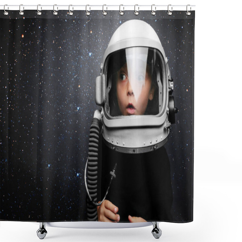 Personality  Small Child Wants To Fly An Airplane Wearing An Airplane Helmet Shower Curtains