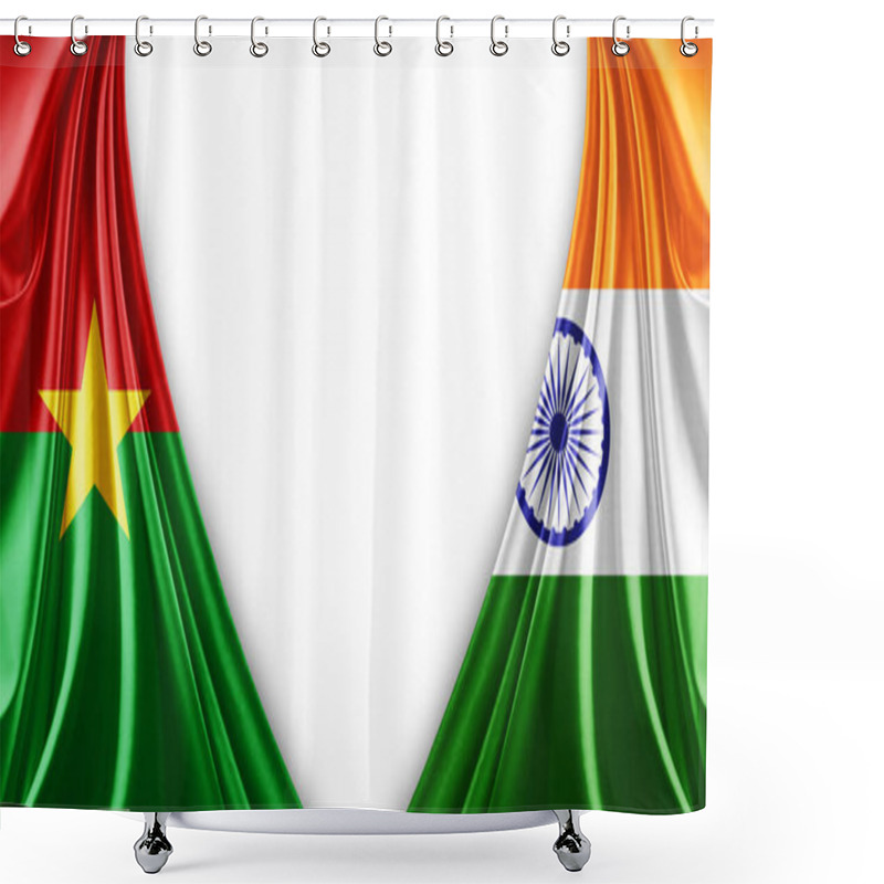 Personality  Burkina Faso Flag And India Flag Of Silk And White Background-3d Illustration Shower Curtains