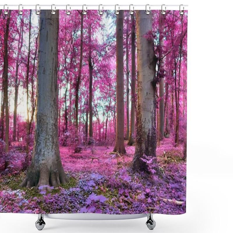 Personality  Beautiful Fantasy Infrared Views Into A Mystery Purple Forest Shower Curtains