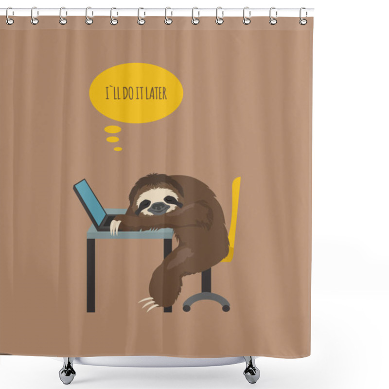 Personality  The Story Of One Sloth. At Work, Study. Funny Cartoon Sloths In  Shower Curtains