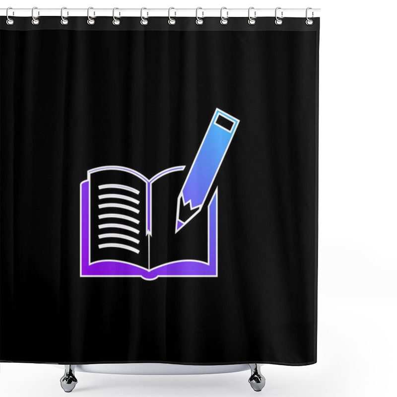 Personality  Book And Pen Blue Gradient Vector Icon Shower Curtains