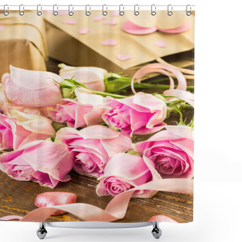 Personality  Beautiful Pink Roses Shower Curtains