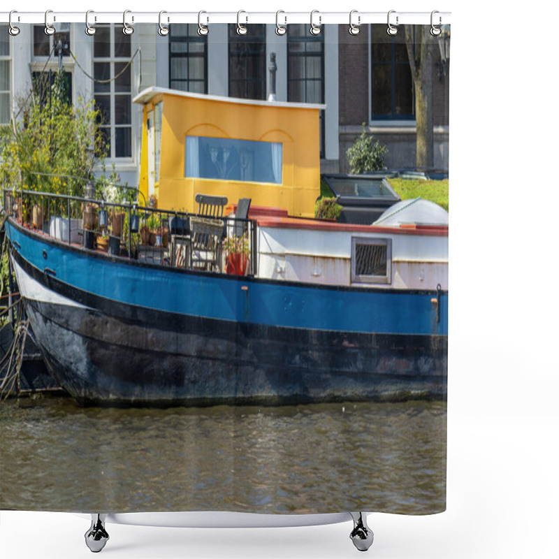 Personality  Water, Canals, Bridges And Boats On The Canals In Amsterdam City Shower Curtains