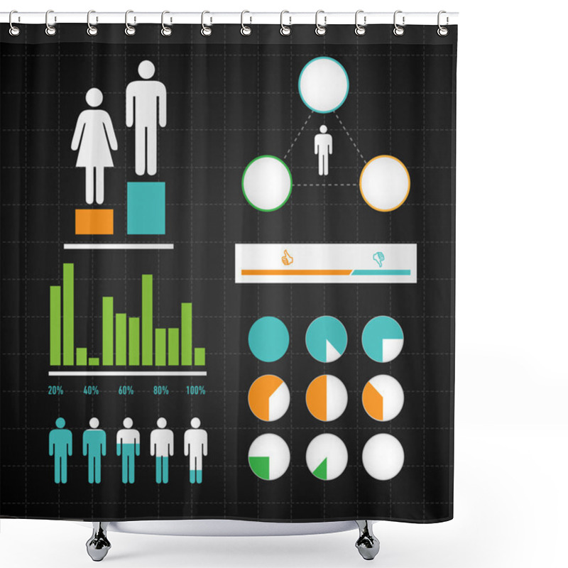 Personality  Business Infographic Elements Vector Illustration Shower Curtains