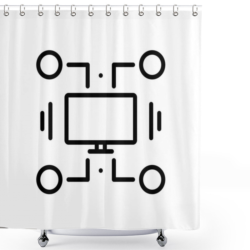 Personality  Black Line Icon For Cobol Application Shower Curtains