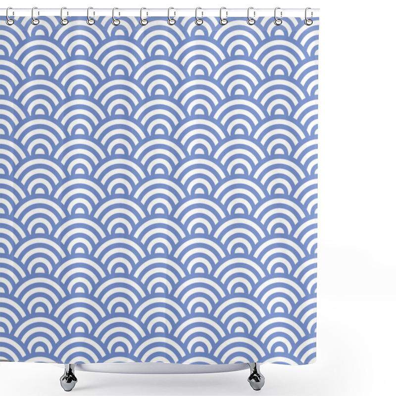 Personality  Wave Seamless Blue Pattern. Vector Shower Curtains