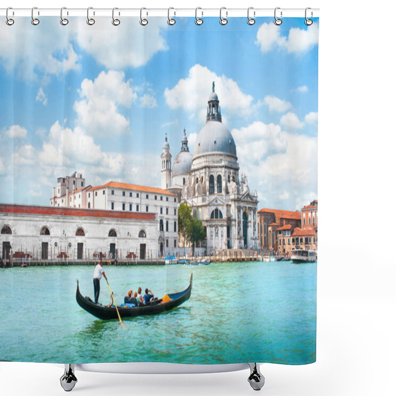 Personality  Gondola On Canal Grande With Basilica Di Santa Maria Della Salute In The Background, Venice, Italy Shower Curtains