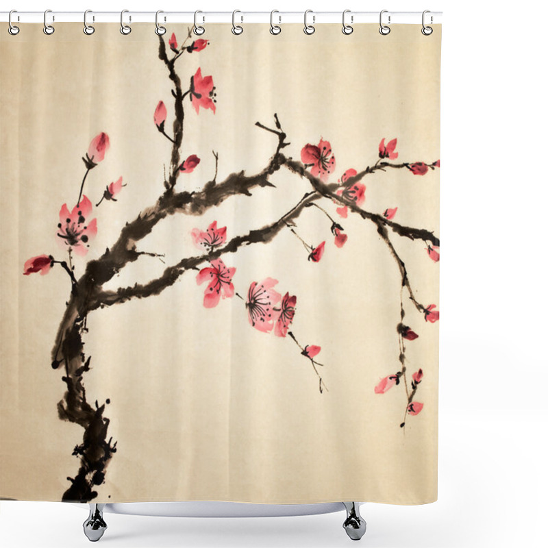 Personality  Chinese Flower Shower Curtains