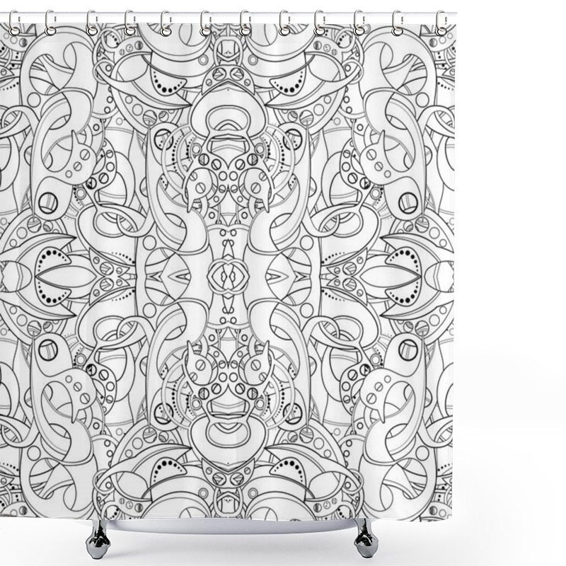 Personality  Seamless Abstract Monochrome Tribal Pattern Shower Curtains