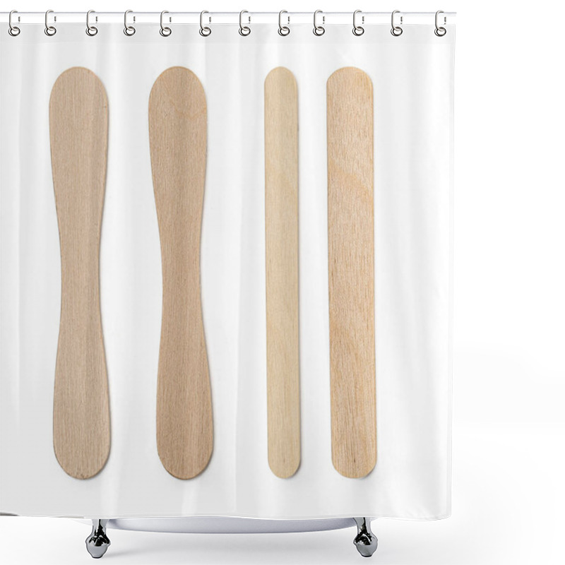 Personality  Ice Cream Wooden Sticks. Isolated On White Background With Clipping Path Shower Curtains