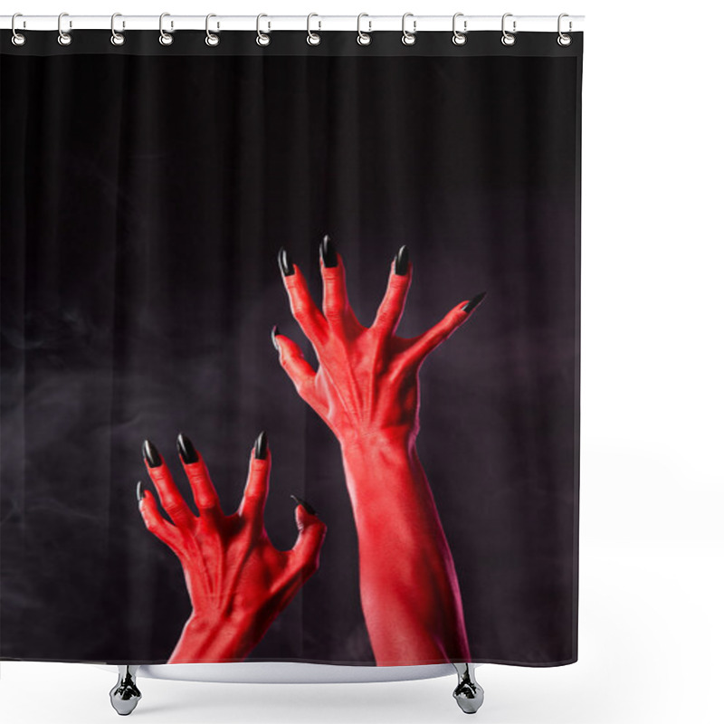 Personality  Horror Red Devil Hands With Black Nails Shower Curtains