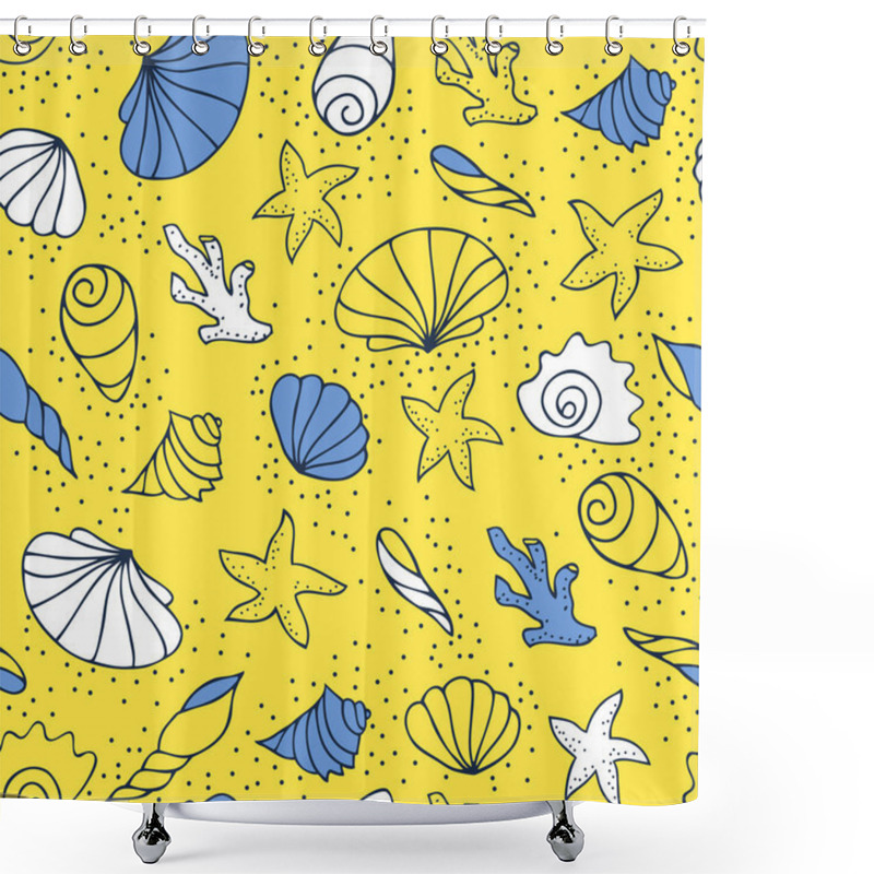 Personality  Seashells On The Sand Shower Curtains