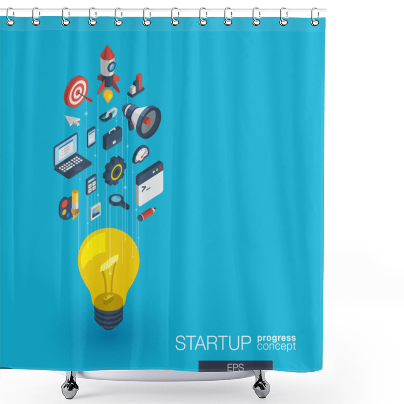 Personality  Startup Integrated 3d Web Icons.  Shower Curtains