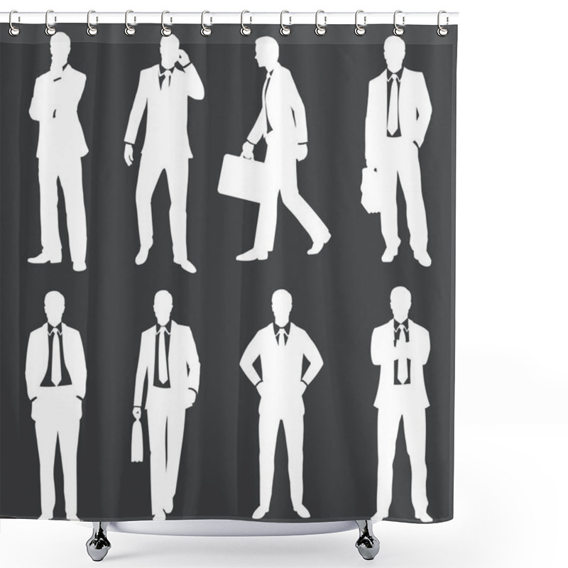 Personality  Vector Set Of White Silhouettes Of Business People Shower Curtains