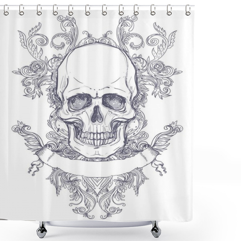 Personality  Gothic Coat Of Arms With Skull  Shower Curtains