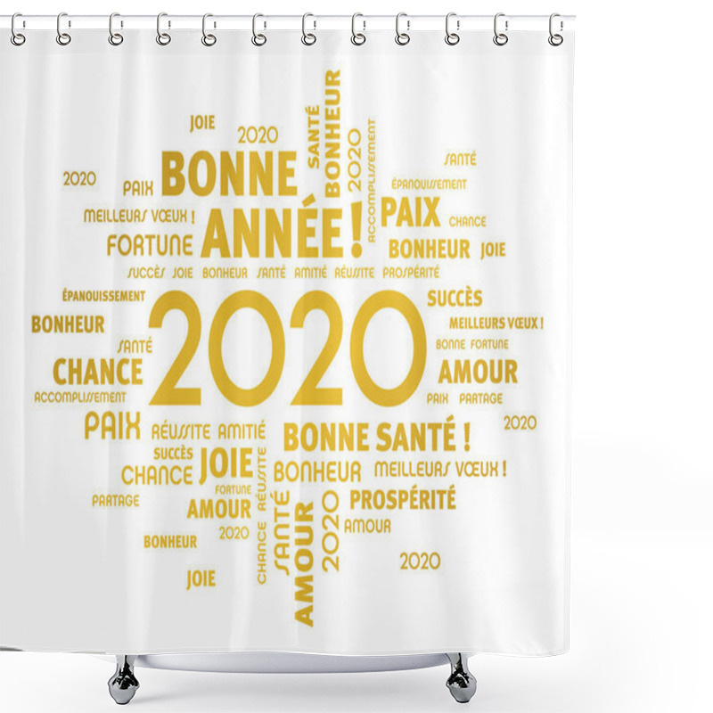 Personality  2020 French Word Cloud Greeting Card Shower Curtains