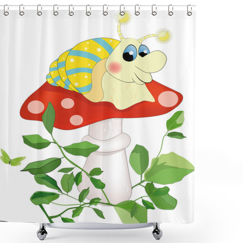 Personality  Snail Sitting On A Mushroom Shower Curtains