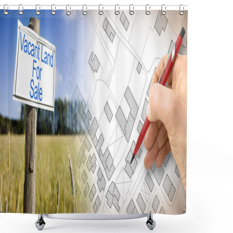 Personality  Advertising Metal Signboard In A Rural Scene With Vacant Land Fo Shower Curtains