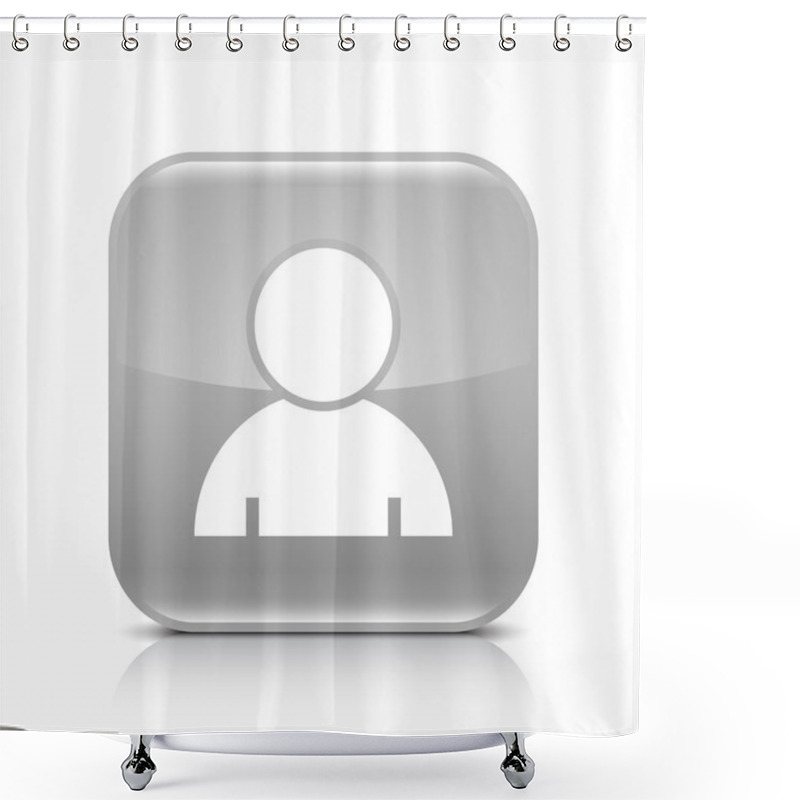 Personality  Gray Glossy Web Button With User Profile Sign. Rounded Square Shape Icon With Shadow And Reflection On White Background. This Vector Illustration Created And Saved In 8 Eps Shower Curtains