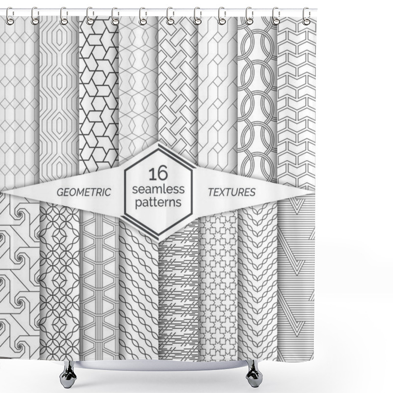 Personality  Big Set Of Seamless Patterns.Modern Elegant Linear Textures.Regularly Repeating Geometrical Backgrounds With Hexagon,polygon,rectangle,rhombus, Zigzag, Circle, Star. Vector Element Of Graphical Design Shower Curtains