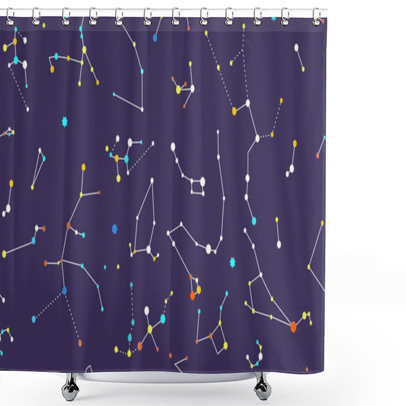 Personality  Cosmos Seamless Vector Pattern. Constellations Vector Pattern Shower Curtains