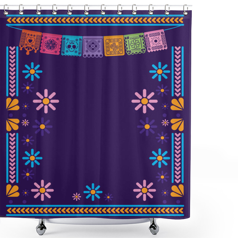 Personality  Mexican Banner Pennant With Frame Vector Design Shower Curtains