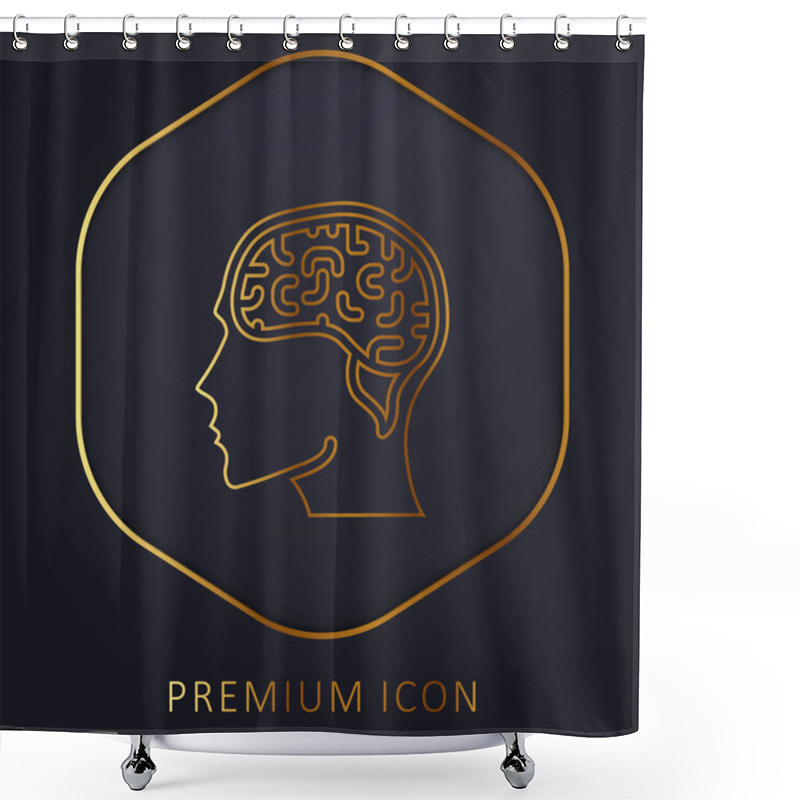 Personality  Brain Golden Line Premium Logo Or Icon Shower Curtains