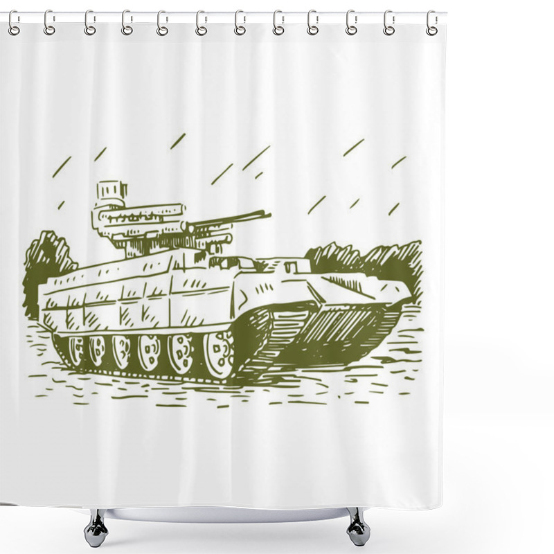 Personality  Russian BMPT. Fire Support Combat Vehicle Tanks. Shower Curtains